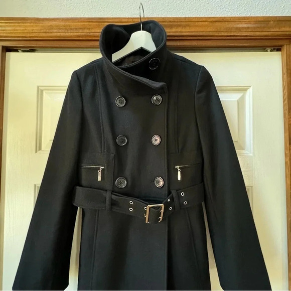 Bebe Wool Belted 3/4 length Double Breasted heavy winter coat Women’s size XS - Picture 5 of 16
